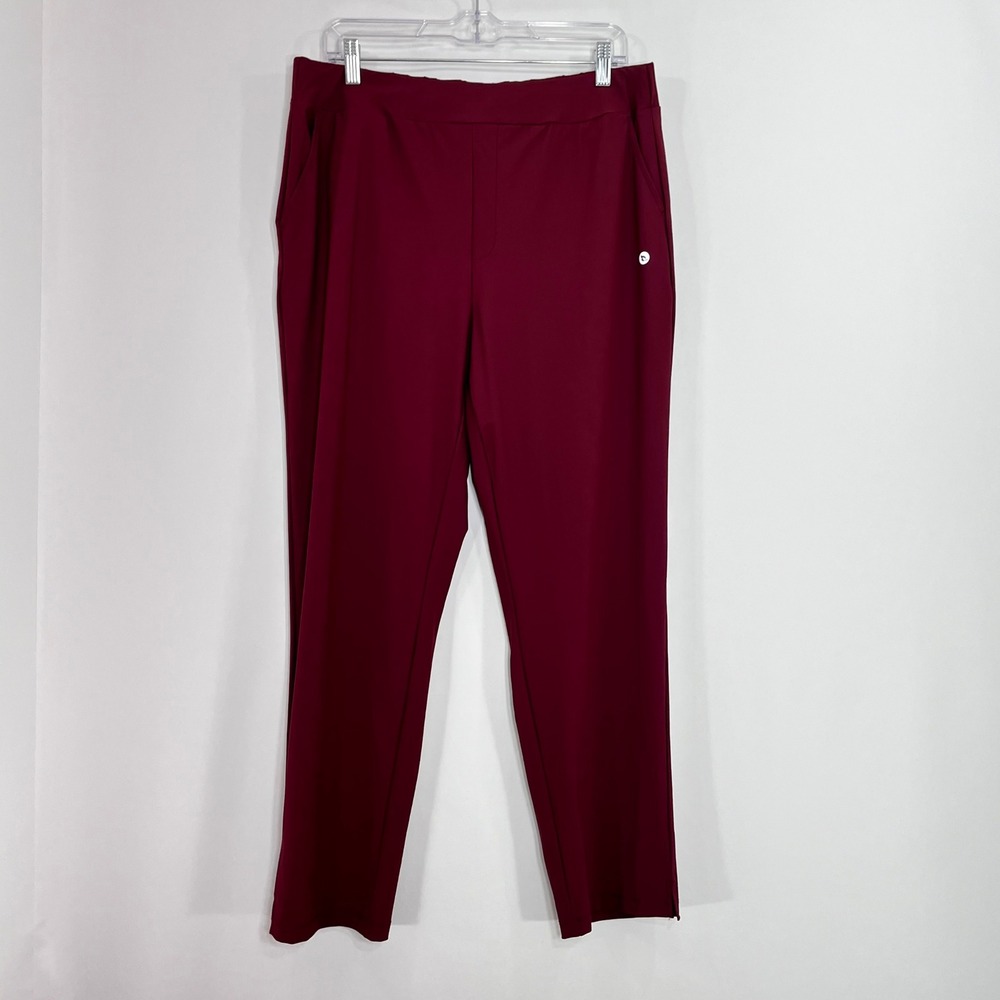 Baleaf Womens XL Burgundy Athletic Travel Pants Straight Leg Stretch Pockets